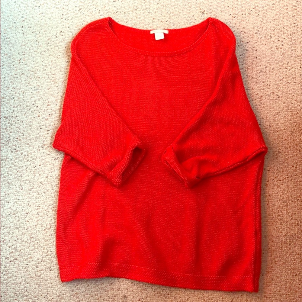 H&M red knitted sweater with scoop neck detail